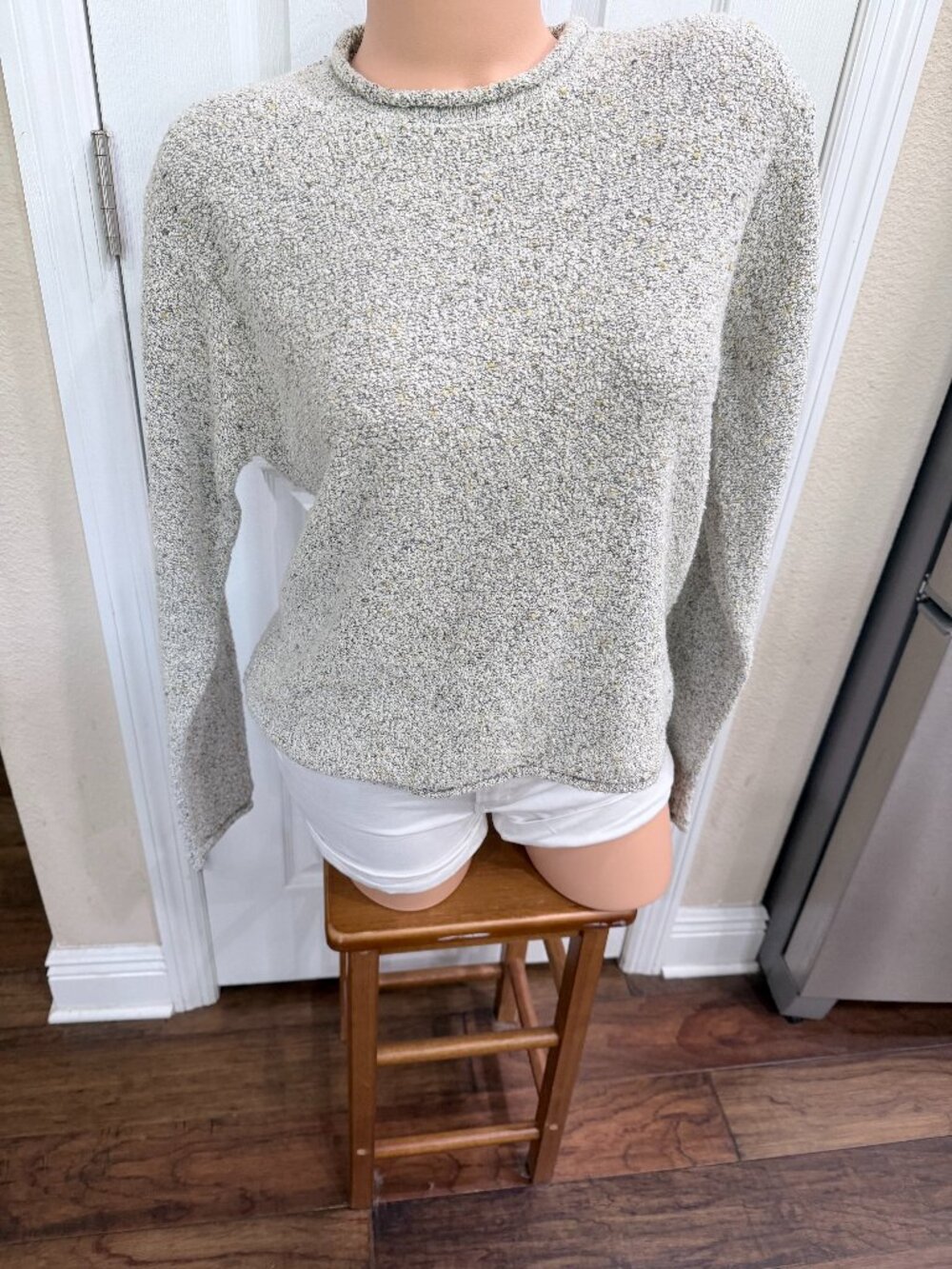 Columbia Women's S Boucle Speckled Knit Sweater Cream Gray Cozy